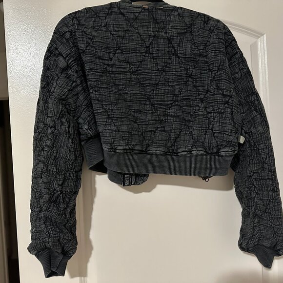 Free People One Klara Reversible Quilted Bomber Cropped Jacket Zip Ribbed SIze S - Picture 4 of 8